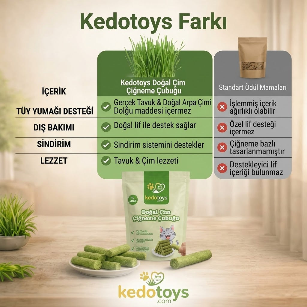 Kedotoys™ Doğal Çim Çiğneme Çubuğu