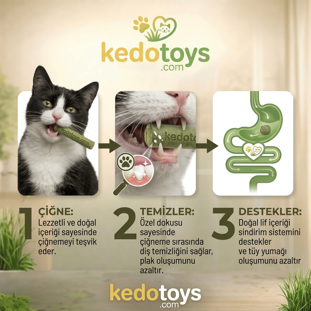 Kedotoys™ Doğal Çim Çiğneme Çubuğu